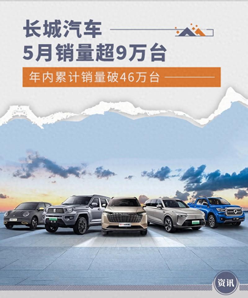 長城汽車5月銷量超9萬臺 年內累計銷量破46萬臺