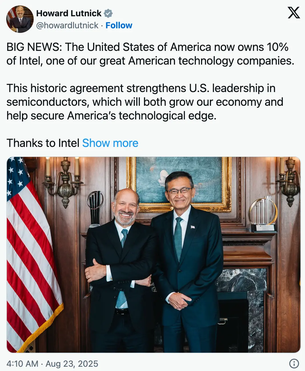 美商務部長盧特尼克官宣交易