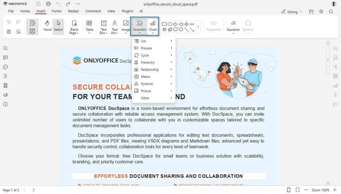 開源辦公套件ONLYOFFICE Docs 9.1發(fā)布:PDF支持密文處理 ONLYOFFICE Docs 9.1 PDF Editor